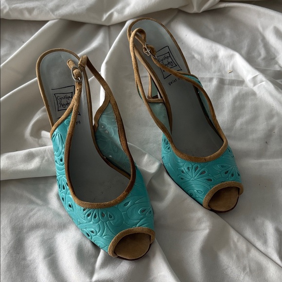 Sophia Webster Shoes - Sophia Webster Turquoise and Tan Heels